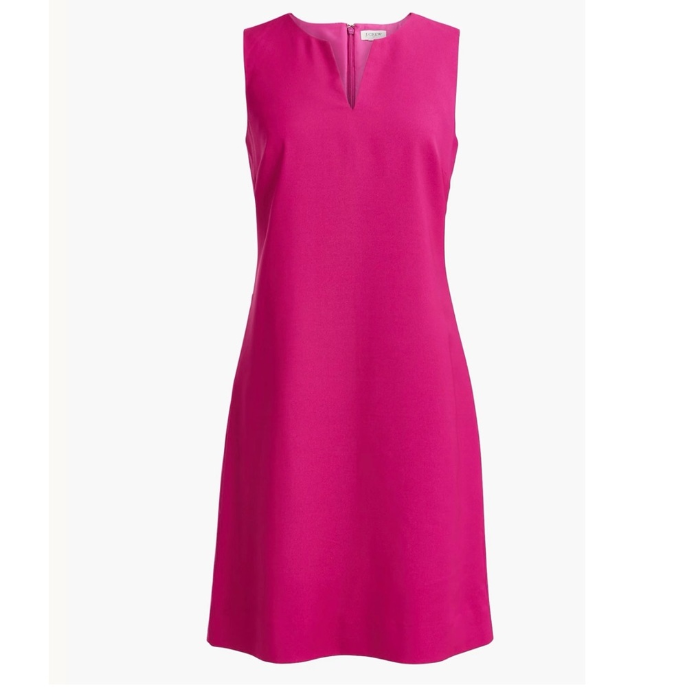 NWT J. CREW | Sleeveless Pink Fuchsia Split Neck Suiting Dress Sz. 10